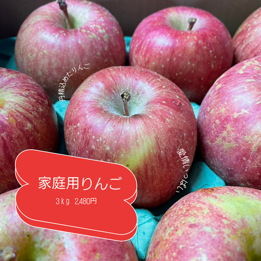家庭用りんご 葉取らずふじ 3kg 約8〜10玉